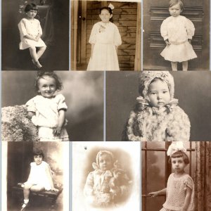 x8 LOT c1910s Cute Children RPPC Little Young Girl Kids Real Photo Postcard A176