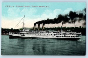 Victoria Harbour BC Canada Postcard C P R SS Steamer Princess Victoria c1910's