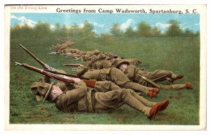 Antique On The Firing Line, Camp Wadsworth 1917-1919, Spartanburg, SC Postcard