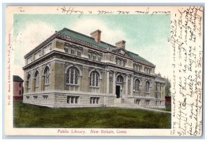 New Britain Connecticut CT Postcard Public Library Exterior 1907 Vintage Antique