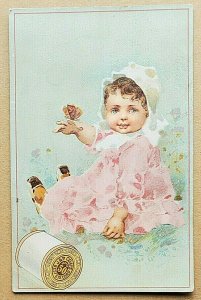 1870s-80s J P Coates Six Cord Thread Baby with Butterfly Victorian Trade Card