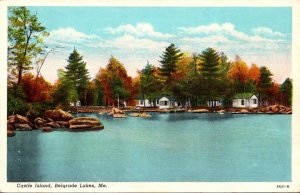 Maine Belgrade Lakes View Of Castle Island Curteich
