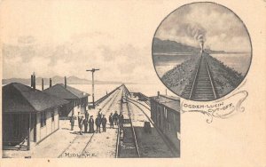 MIDLAKE TRAIN DEPOT OGDEN-LUCIN CUT-OFF SALT LAKE CITY UTAH POSTCARD (c. 1900)