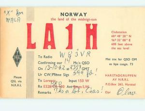 1962 vintage QSL CB HAM RADIO CARD Harstad NORWAY s0392