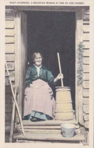 Churning A Mountain Woman At One Of Her Chores