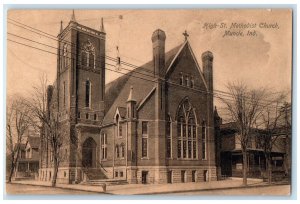 c1910 High Street Methodist Church Muncie Indiana IN Unposted Antique Postcard