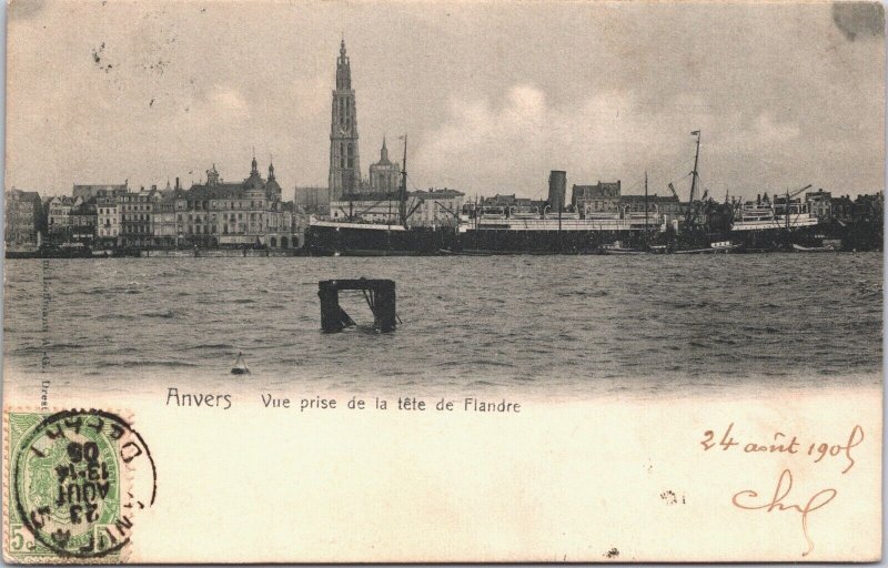 Belgium Anvers Vue Prise de la Tete de Flandre Antwerp Vintage Postcard 04.35 