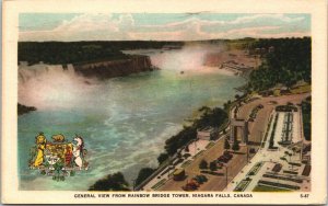 Canada General View From Rainbow Bridge Tower Niagara Falls Postcard 03.60
