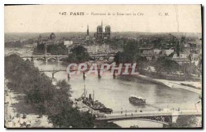 Postcard Old Paris Panorama of the Seine to the Cite