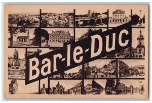 Bar-Le-Duc Meuse Grand Est France Postcard Buildings Places Multiview c1930's