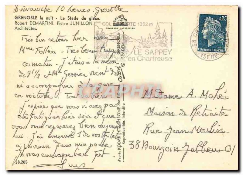 Modern Postcard Grenoble night Ice Stadium