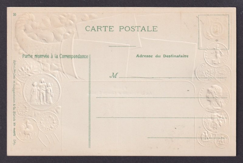 FRANCE, Postcard, Paris, Embossed Coins, Arc de Triomphe