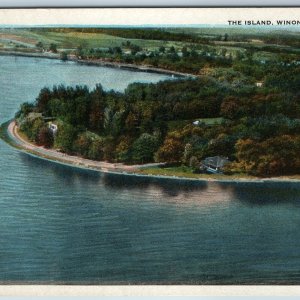 c1910s Winona Lake, Ind The Island Birds Eye Aerial Colorful Litho Photo IN A200