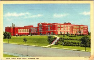 Baltimore, MD Maryland   NEW EASTERN HIGH SCHOOL  ca1940's Linen Postcard