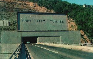 Vintage Postcard Approach to Fort Pitt Tunnel Driving West Mt. Washington