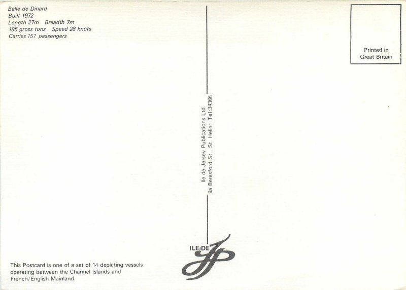 Postcard Belle de Dinard 1972 sailing ship vessel