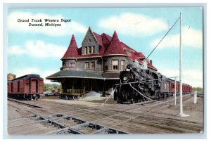 1956 Grand Trunk Western Depot Durand, Michigan Vintage Cancel Postcard