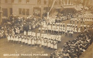 RPPC Children's Parade, Portland, Oregon Street Scene ca 1910s Vintage Postcard