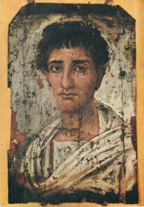 Postcard Egyptian art Hawara painting young man portrait