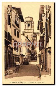 Old Postcard Saint Jean de Luz Rue Saint Jean and the bell tower of the Church