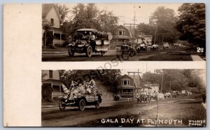 K49/ Plymouth Michigan RPPC Postcard c1910 2View Patriotic Parade 403