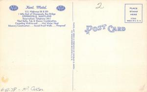 F5/ Stevensville Maryland Postcard Linen Roadside Kent Motel 2View