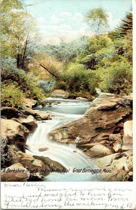 Berkshire Trout Brook Near Rockdal Great Barrington Mass Antique Postcard UDB PM 