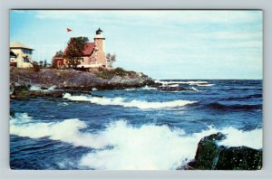 Copper Country MI-Michigan, Eagle Harbor Lighthouse, Chrome Postcard
