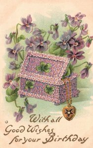 Vintage Postcard 1910's All Good Wishes For Your Birthday Greetings Card Flowers