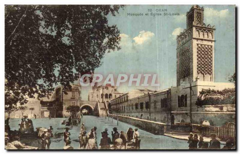 Old Postcard Algeria Oran Mosque and Church of St Louis