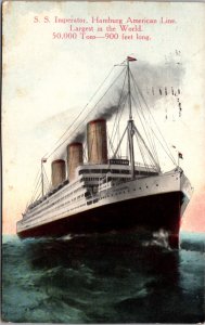 Postcard S.S. Imperator, Hamburg American Line