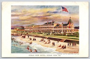 Ocean View Hotel Virginia Bathing Fishing Water Sports Water's Edge Postcard