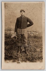 Military Handsome French Soldier 13th Regiment RPPC Portrait Postcard M32