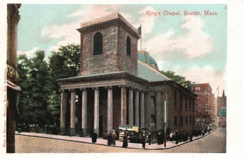 Vintage Postcard 1920's King's Chapel Boston Massachusetts Reichner Bros Pub.