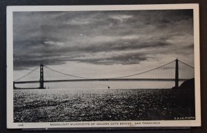 San Francisco, CA - Moonlight Silhouette of Golden Gate Bridge