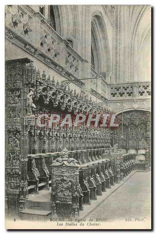 CARTE Postale Bourg Old Brou Church Choir The Stalls