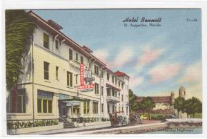 Hotel Bennett St Augustine Florida linen postcard