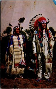 Vtg Chief Benjamin and Wife Ogala Sioux Indian Tribe Native American Postcard