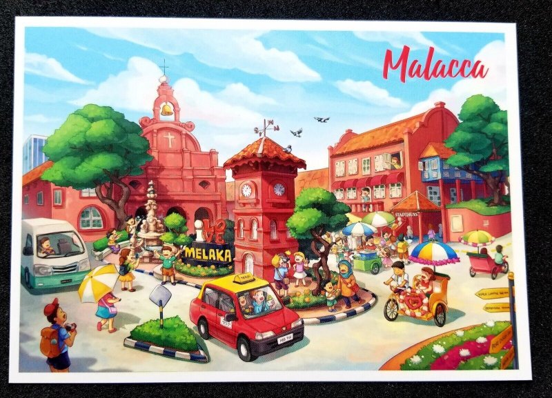 [AG] P138 Malaysia Melaka Malacca Tourism Christ Church Trishaw (postcard) *New