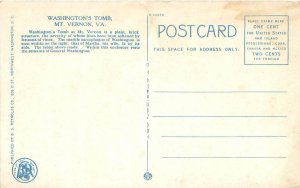 Postcard Mount Vernon, Virginia Washington's Tomb WB Unused