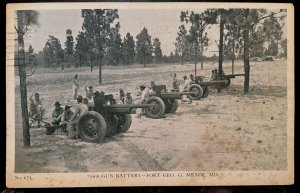 Vintage Postcard 1942 Fort Geo. Meade, Gun Battery, Severn,  Maryland