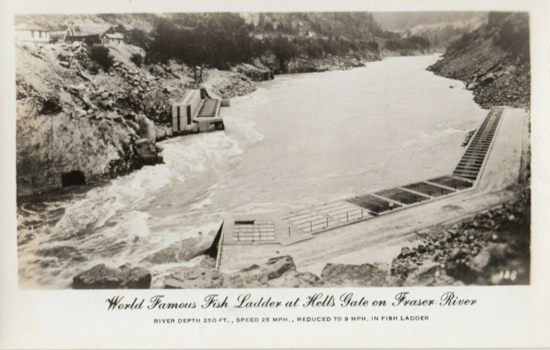 RP: FRASER RIVER , B.C.,1940s Fish Ladder , Hell's Gate