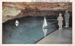 Model Yachts Sailing Underground Lake Mammoth Cave Put-In-Bay Ohio 30s postcard