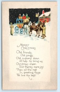 MERRY CHRISTMAS Greeting ~ Gibson Lines ~ Art Deco ca 1920s Postcard