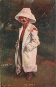 c1905 Postcard 675. A/S E.P. Kinsella, The Boss, Little Boy plays Dress-Up