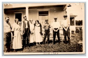 Vintage 1924 RPPC Postcard -  Group Shot of Friends in front of Country Home