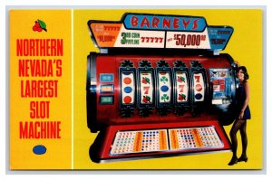 Giant Slot Machine Barney's Casino Las Vegas Nevada NV UNP Chrome Postcard U22