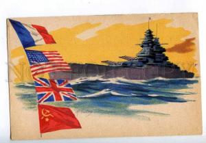 226142 WWII RUSSIA Soviet allies World War flags FLEET