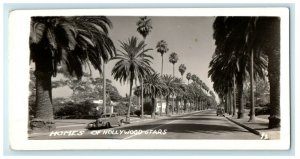 Homes Of Hollywood Stars Palm Trees Car California CA RPPC Photo Postcard