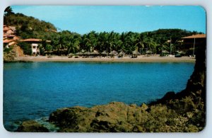 Jalisco Mexico Postcard Careyes Beach at Melaque-Puerto Vallarta Highway c1960's